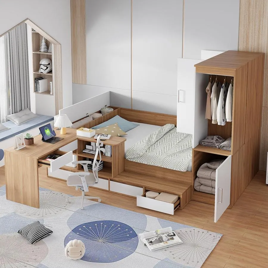 【並行輸入品】 LZ LEISURE ZONE Full Size Daybed with USB Charging, Wooden Platf