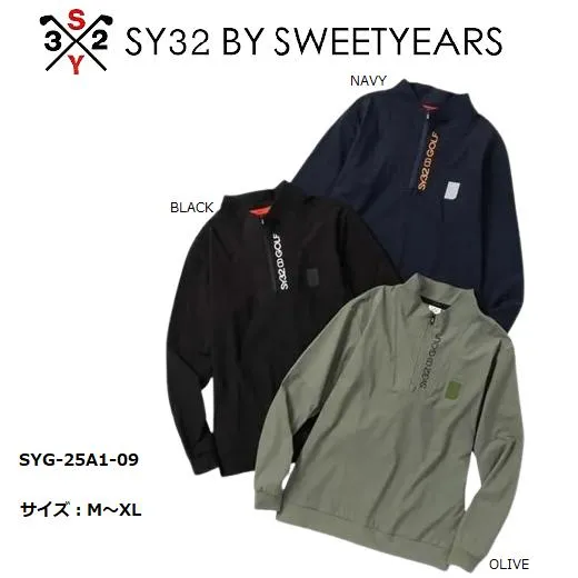 SY32 ゴルフ ハーフジップ プルオーバー シャツ メンズウェア おしゃれ ブランド かっこいい SYG-25A1-09【お取り寄せ】