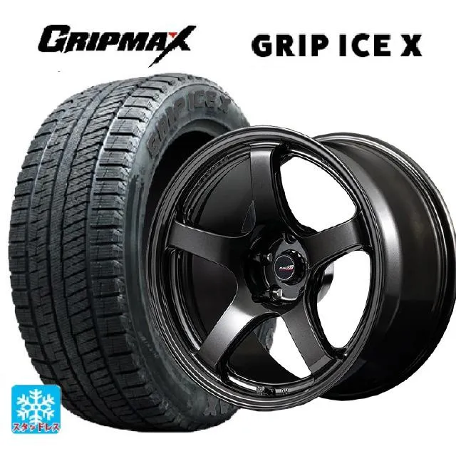 送料無料 スタッドレスタイヤホイール 4本セット 215/55R17 98T XL グリップマックス グリップアイスX ブラックレター エムアイディー