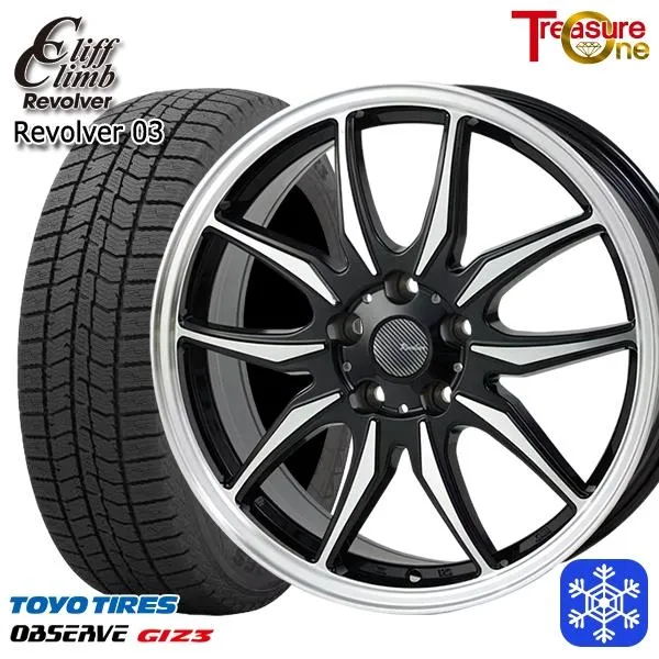 225/50R18インチ TOYO トーヨー オブザーブ ギズ3 GIZ3 5H114.3 スタッドレスタイヤホイールセット クリフクライム リボルバー 03