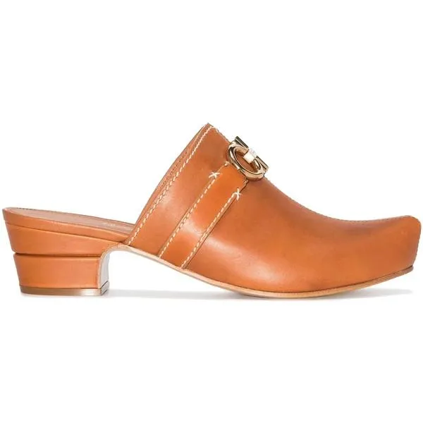 Ferragamo フェラガモ レディース スニーカー Ferragamo Gancini Slip-On Mules Brown (Women's) 【サイズ US_7.5(24.5cm)】