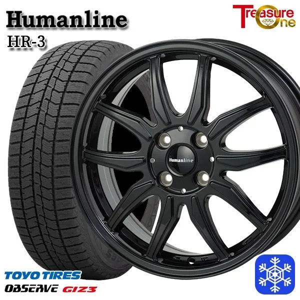 4/17〜19 P10倍 ルーミー 165/65R14インチ TOYO トーヨー オブザーブ ギズ3 GIZ3 5.0J 4H100 スタッドレスタイヤホイール4本セット ヒューマンライン HR03 BK