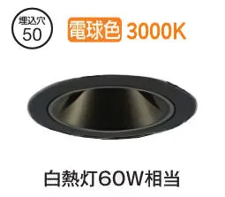 大光電機 グレアレスダウンライト本体 LZD-93735YBN Φ50 白熱灯60W相当 3000K 高演色 電源別売 工事必要