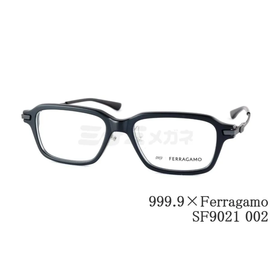 999.9×Ferragamo メガネ SF9021 002 コラボモデル アジアンフィット スクエア 眼鏡 オシャレ ブランド フォーナインズ フェラガモ 鯖江 日本製 正規品