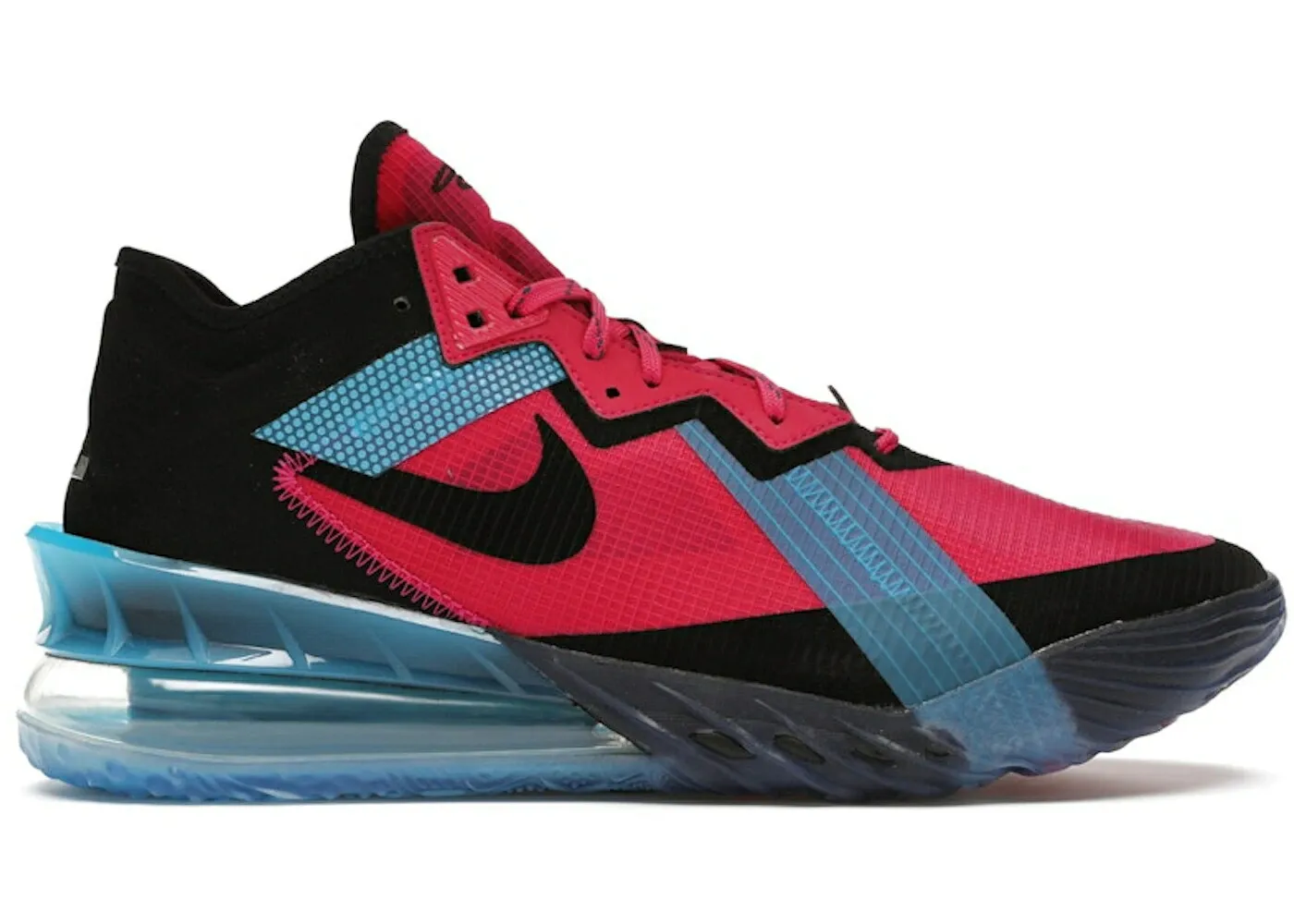 ナイキ レブロン 黒色 ブラック 青色 ブルー スニーカー メンズ NIKE LEBRON 18 LOW FIREBERRY / FIREBERRY BLACK LIGHT BLUE FURY