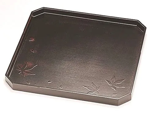 越前漆器 曙 春秋 布目隅切膳 化粧箱 34.8×34.8×2.4cm