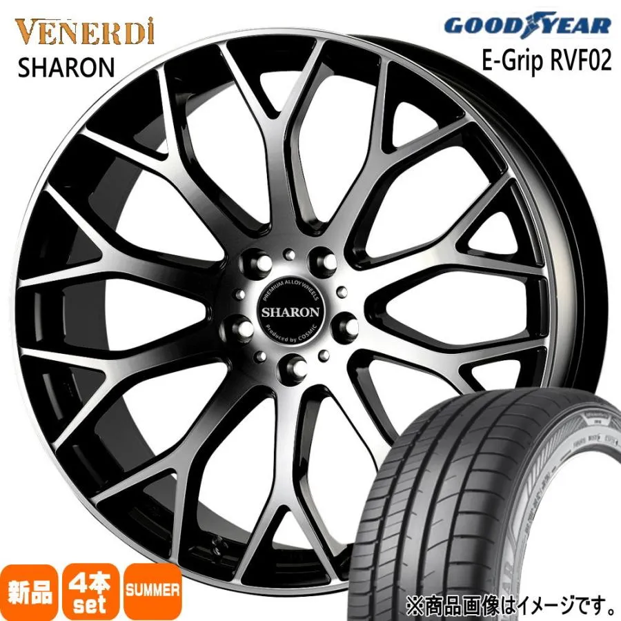 カムリ クラウン ティアナ J32  グッドイヤー 225/45R18 95W EfficentGrip RVF02 夏用 サマータイヤ VENERDI SHARON 18インチ