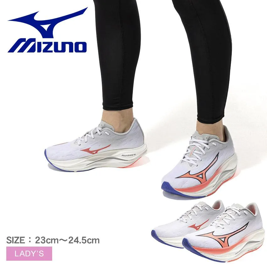 ミズノ ランニングシューズ レディース MIZUNO J1GD2535 ホワイト 白 靴 スニーカー ローカット WaveRebellionFlash3 MIZUNOENERZYNXT 上級ランナー 軽量 2E