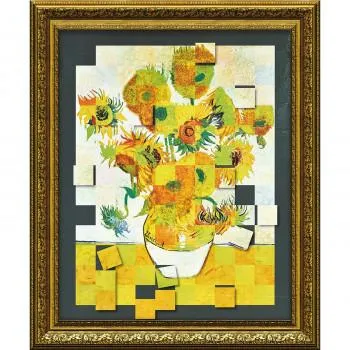 名画モザイクアート 〜アートフレーム〜 Mサイズ ゴッホ「ひまわり」 AM-09001