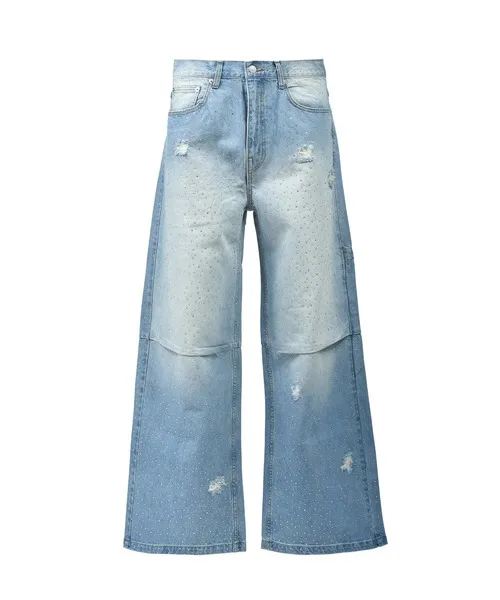 ジーンズ SCRIPT LOGO FADE RHINESTONE DENIM PANTS メンズ レディース