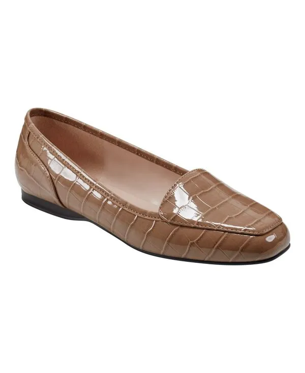 バンドリーノ レディース シューズ パンプス ローファー Bandolino Women Liberty Square Toe Slip-On Loafers Natural Croco