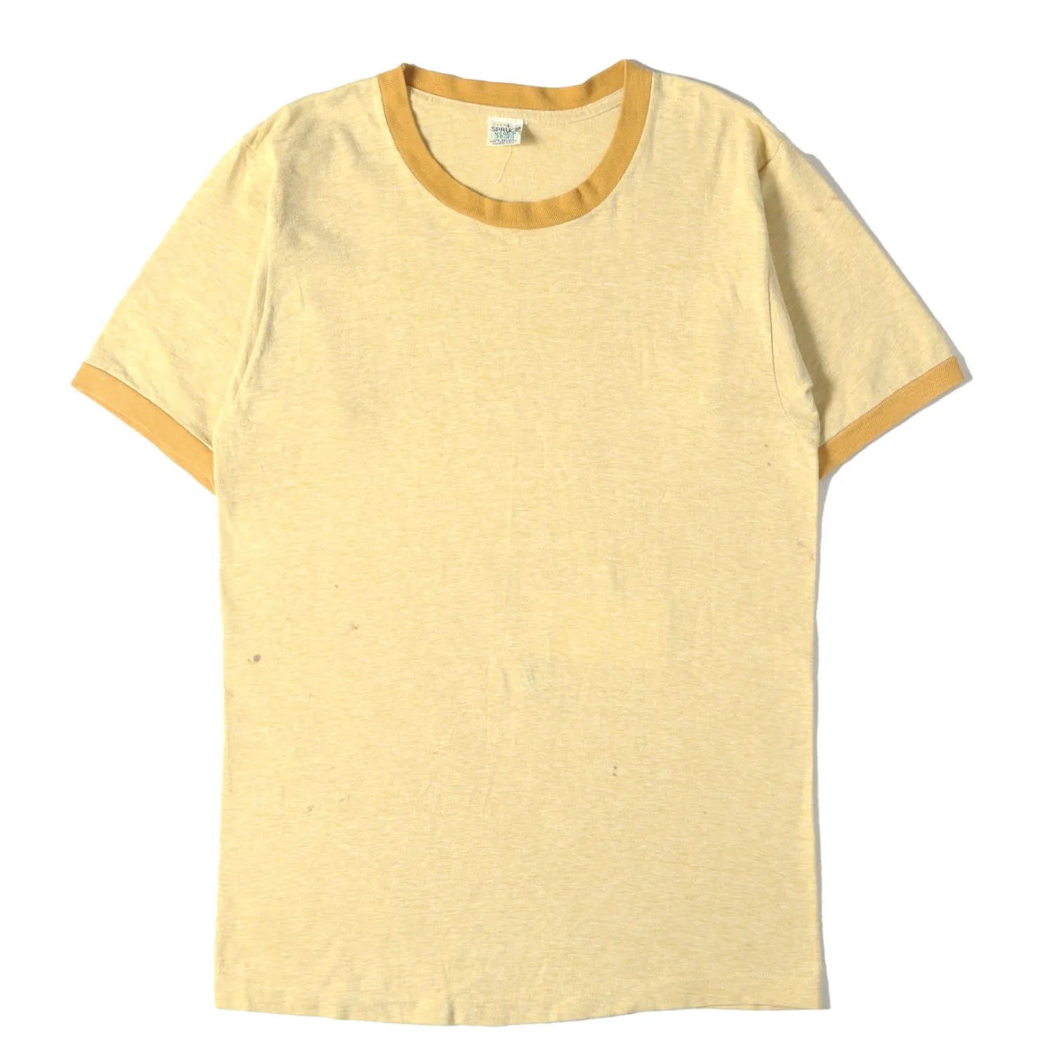 MAYO SPRUCE メイヨー スプルース Tシャツ ヘザーイエロー サイズ:M | [雰囲気抜群] 80s 無地 霜降り リンガー Tシャツ USA製 | 半袖 ショート ハーフ スリーブ カットソー【メンズ】【中古】【K4805】