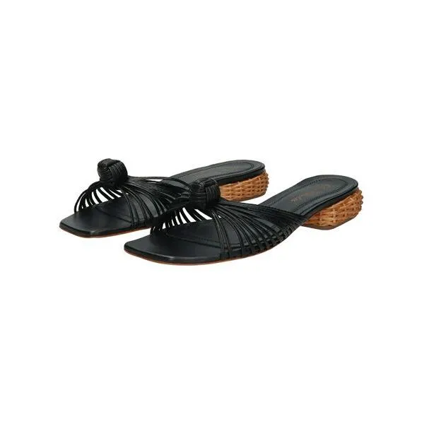 INTER-CHAUSSURES / インター ショシュール 【CLAIRE CHARLOTTE】ラタンヒールナローコードノットサンダル