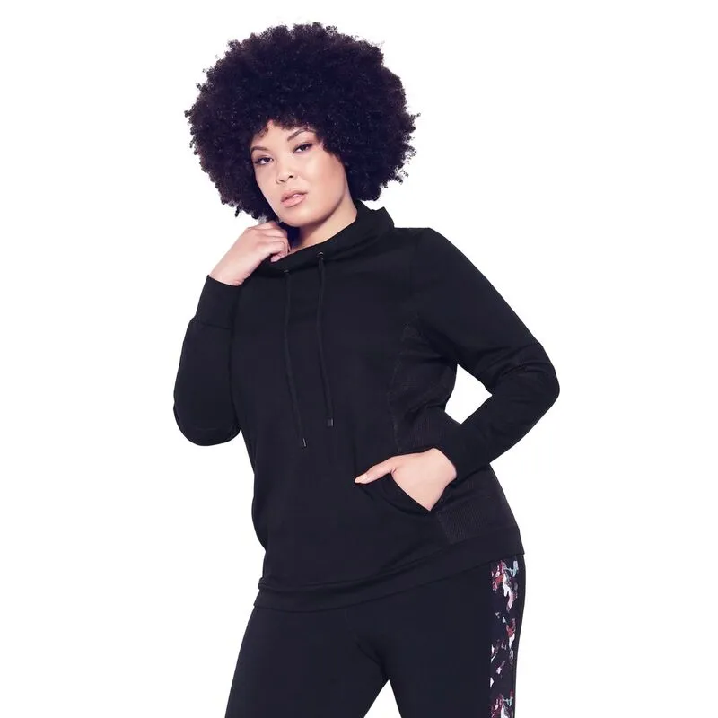 アベニュー レディース トップス Tシャツ プラスサイズ メッシュ スウェット Avenue Women Plusize Laid On Mesh Sweatshirt Black ブラック