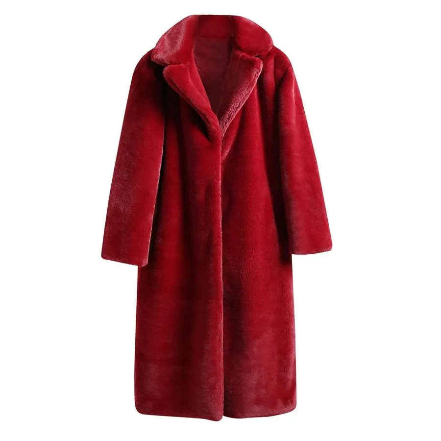 【並行輸入品】SHOPESSA Fleece Overcoat Women Turn Down Collar Outerwear Warm F