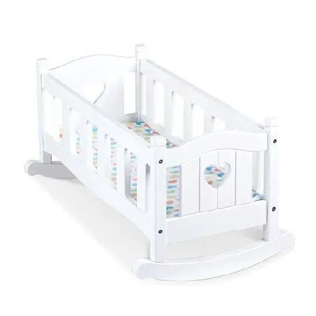 Melissa ＆ Doug Mine to Love Wooden Play Cradle for Dolls, Stuffed Animals - White