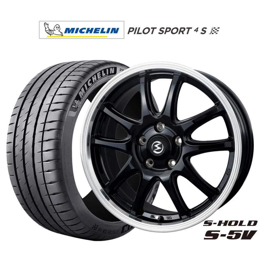 サマータイヤ ホイール4本セット BADX エスホールド S-5V(5穴) ミシュラン パイロット スポーツ 4S 215/40R18