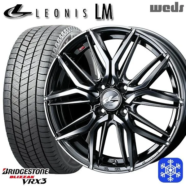 デリカミニ 165/55R15インチ ブリヂストン ブリザック VRX3 4H100 スタッドレスタイヤホイール4本セット ウェッズ レオニス LM BMCMC