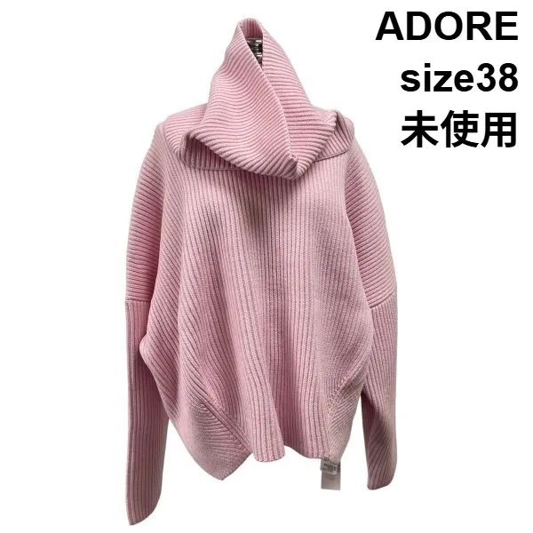 【中古】未使用 アドーア ADORE フォルムドウールニット トップス セーター スヌード オーバーサイズ ピンク 毛混 38 M～L レディース S6B187