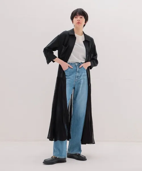 ワンピース knit combination shirt dress(ニットコンビネーションシャツワンピース)