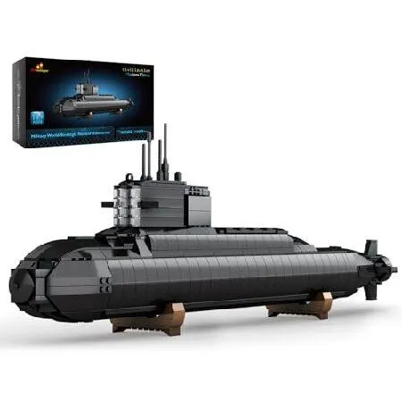 JMBricklayer Nuclear Submarine Building Sets - Military Submarine Toys with Lights, WW2 History Collectible Home Decor Battleship Construction Set, Ar