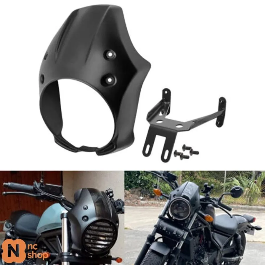 【並行輸入品】マットブラック フロントヘッドライトフェアリングカバーマスク ホンダ レベル CMX300 CMX500 2017-2021