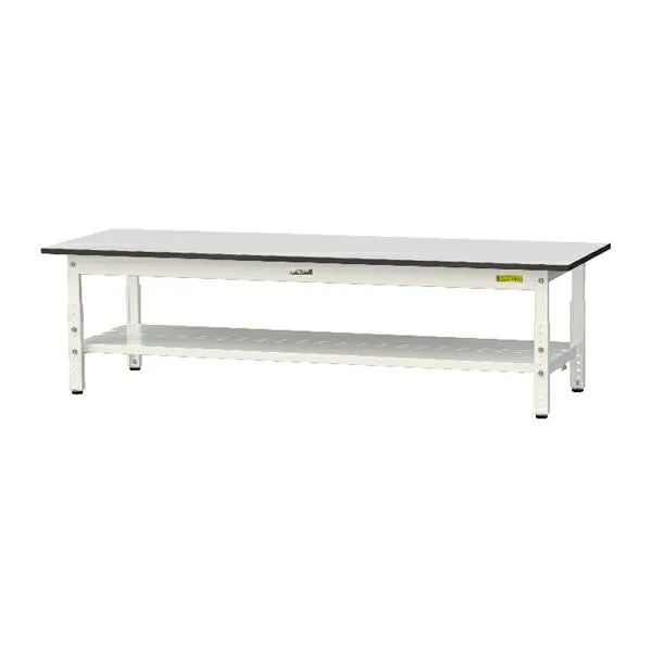 ●u.ヤマキン/山金工業 【SURAL-1860TT-GYW】ワークテーブル 150シリーズ 高さ調節タイプ H400mm〜H575mm 全面棚板付 RoHS2指令対応塩ビシート天板 組立式
