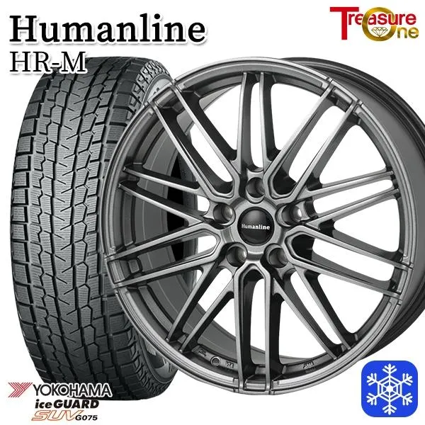 235/55R19インチ ヨコハマ アイスガード G075 5H114.3+42 スタッドレスタイヤホイール4本セット ヒューマンライン HR-M GM