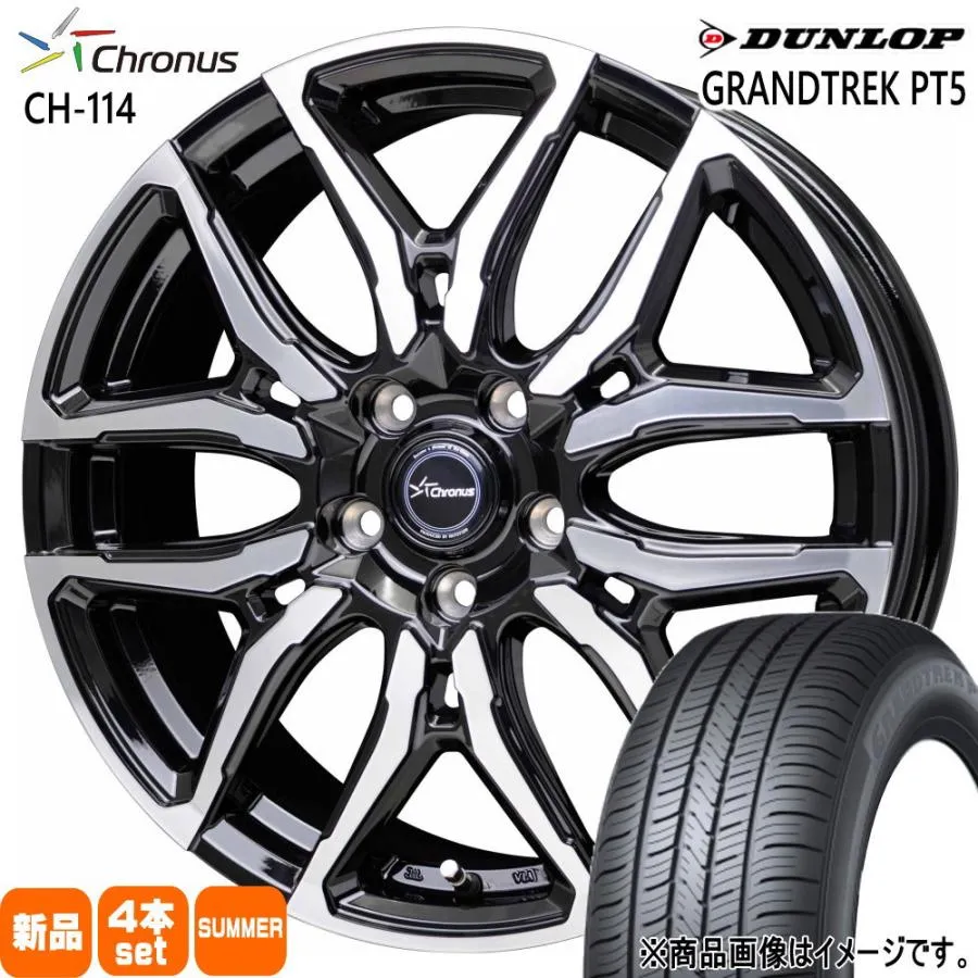 225/55R18 98V ダンロップ GRANDTREK PT5 夏用 サマータイヤ Chronus CH-114 デリカD:5 アウトランダー