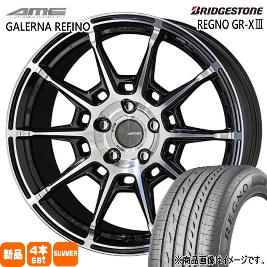クラウン レヴォーグ アコード  ブリヂストン 225/45R18 95W XL REGNO GR-X3 夏用 サマータイヤ AME GALERNA REFINO 18インチ