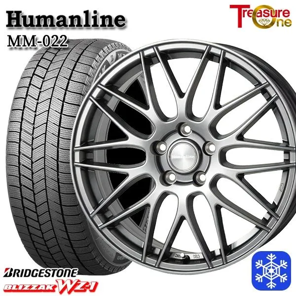 225/65R17インチ ブリヂストン ブリザック WZ-1 WZ1 5H114.3 スタッドレスタイヤホイール4本セット ヒューマンライン MM022
