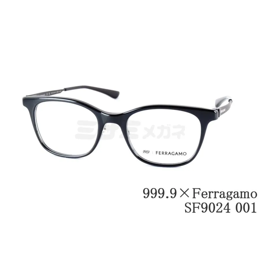 999.9×Ferragamo メガネ SF9024 001 コラボモデル アジアンフィット ウェリントン 眼鏡 オシャレ ブランド フォーナインズ フェラガモ 鯖江 日本製 正規品