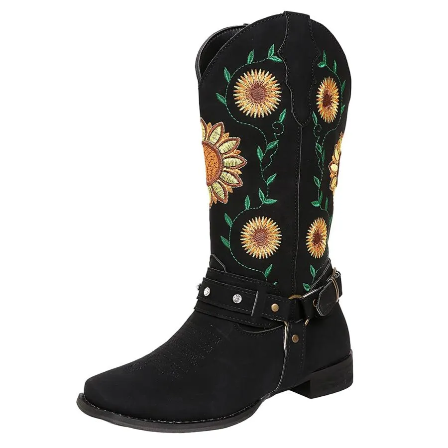 【並行輸入品】SBGMoSJ Cowboy Boots Extra Wide Calf Woman White Knee High Boots