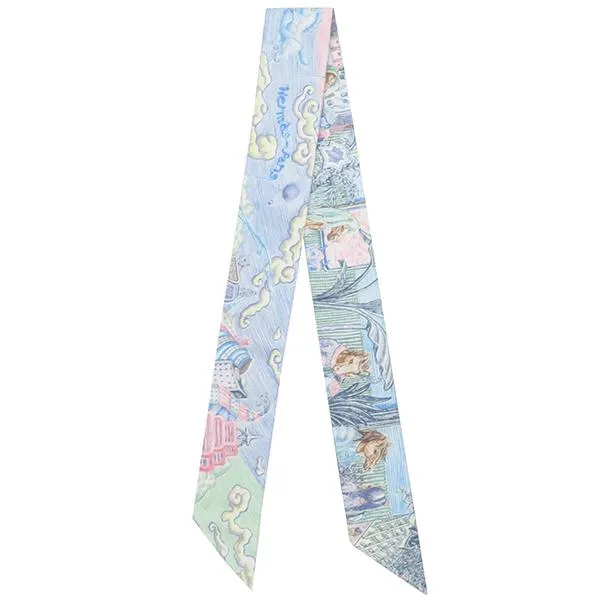 エルメス スカーフ ツイリー ツイリー シルク ブルー 青系 新品 未使用 【City of Light/シティー オブ ライト】