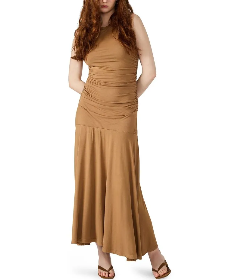 スティーブ マデン レディース トップス ワンピース クルーネック マキシワンピース ギャザー ジャージー マキシ Steve Madden Jace Jersey Crew Neck Ruched Maxi Dress Toast