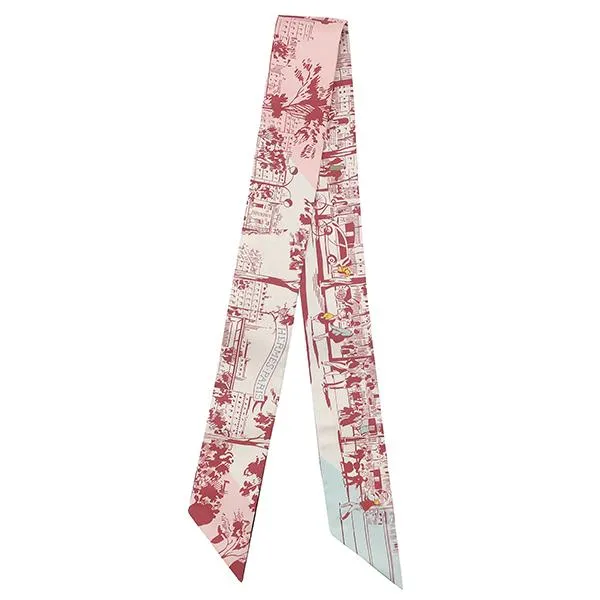 エルメス スカーフ ツイリー ツイリー シルク ピンク クレーム×フランボワーズ×ブルー 新品 未使用 【ブールヴァールの陰から】  H062910S