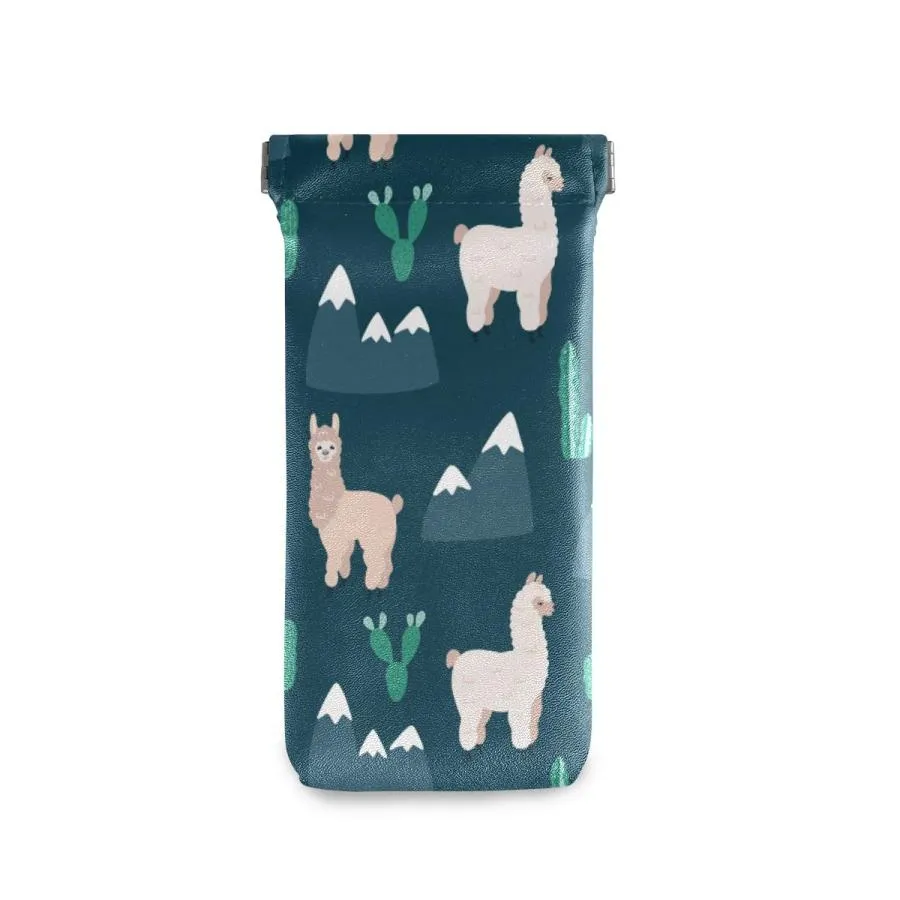 【並行輸入品】MOYYO Animal Cute Llama Alpacas Cactus Eyeglass Pouch Squeeze To