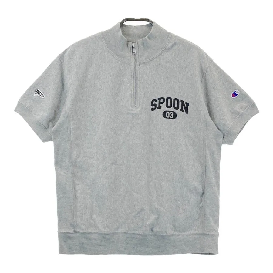 BEAMS GOLF ビームスゴルフ 2025年モデル ×CHAMPION ハーフジップ 半袖 スウェットトレーナー  グレー系 SMALL ゴルフウェア メンズ