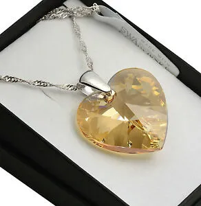【送料無料】アクセサリー ネックレス スワロフスキーシルバーネックレスゴールデンシャドウ925 argento collana fatta con cristalli swarovski * golden shadow * cuore 1028