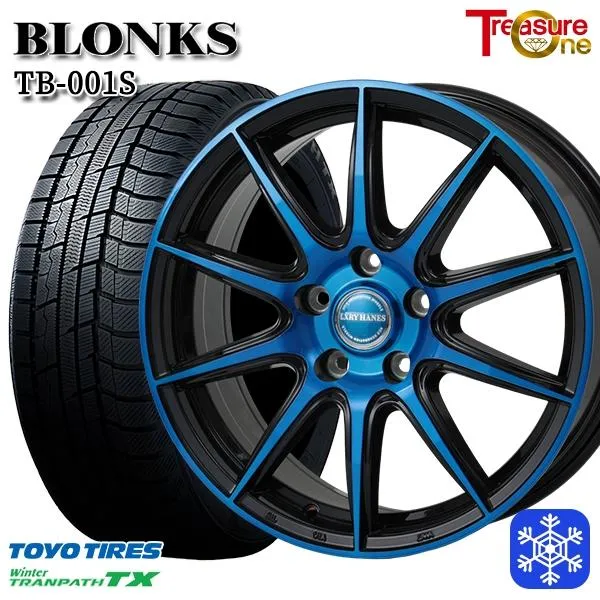 235/55R18インチ TOYO トーヨー ウィンター トランパス TX 5H114.3 スタッドレスタイヤホイール4本セット ブロンクス TB001S ブルー