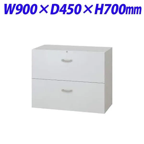 ライオン事務器 オフィスユニット EWシリーズ 引出し型 2段 下置専用 W900×D450×H700mm ライトグレー EW-207D 706-08