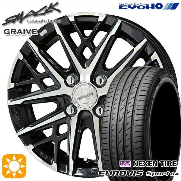 サマータイヤ ホイールセット 165/60R14インチ 4H100 共豊 スマック グレイヴ ロードストーン ユーロビズ Sport 04