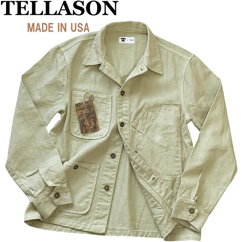 【新品／未使用】TELLASON テラソン カバーオール ワークジャケットM ミント グリーンベージュ系 コットンキャンバス USA製 アメリカ製 メンズ