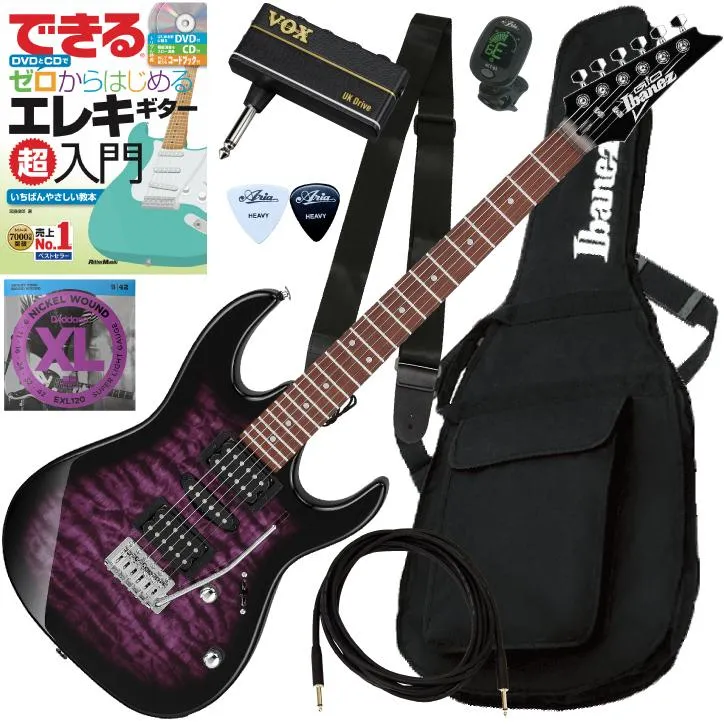 整済みで弾きやすい Ibanez / GRX70QA TVT エレキギター初心者セット