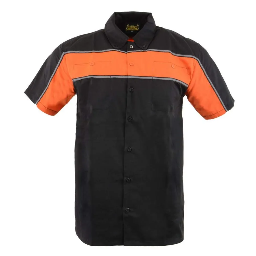 【並行輸入品】Biker Clothing Co. MDM11673 メンズ ブラックとオレンジ 半袖オートバイシャツ 反射素材 M ブラック