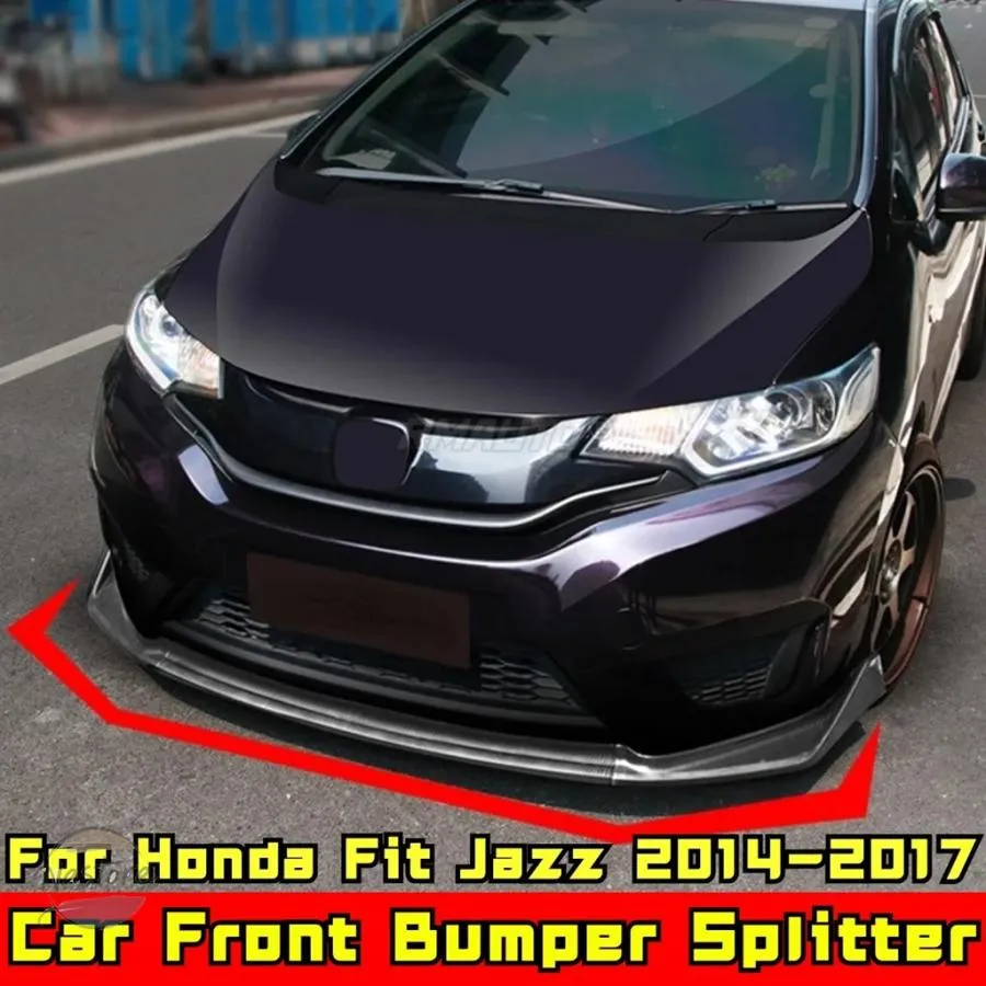 並行輸入品 フロント キット ホンダ FIT JAZZ 2014-2017 ボディ バンパー リップスプリッター カーボン ルック スポーツスタイル