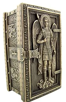 【中古】【輸入品・未使用】Archangel Saint St Michael Cold Cast Bronze Rosary Relic or Keepsake Case Framed Trinket Box