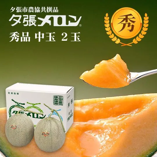 【早割り予約】夕張市農協直送 共撰品 夕張メロン秀品中玉(約1.3kg) 2玉【送料無料】 北海道 お中元 贈答品 引出物 赤肉メロン お供え物 お盆 名物