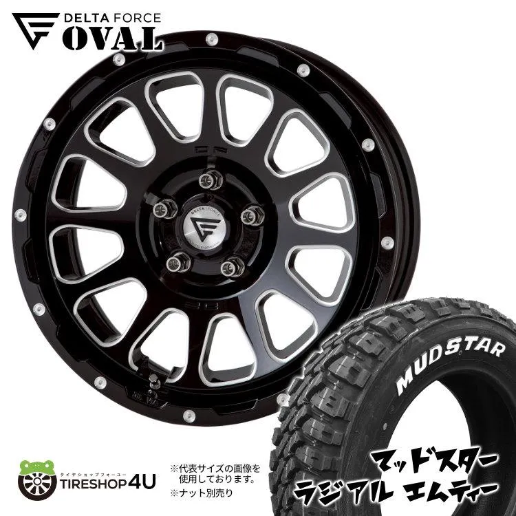 タイヤホイール4本セット DELTA FORCE OVAL 17x7.0J 5/114.3 +32 BSM MUDSTAR RADIAL M/T 215/60R17 109/107R ホワイトレター
