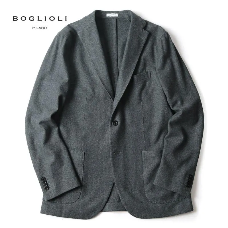 BOGLIOLI / ボリオリ ガーメントダイウールソフトフランネル3Bジャケット(K.JACKET) （ブルーグレー×ブラック）